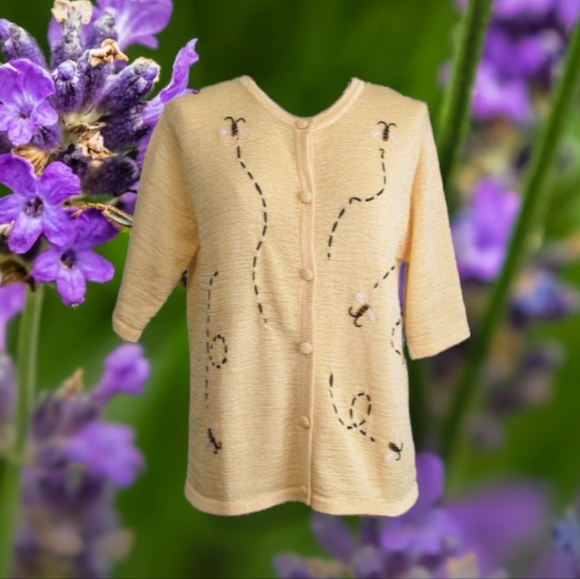 Vintage Short Sleeve Bee Sweater - Picture 1 of 4
